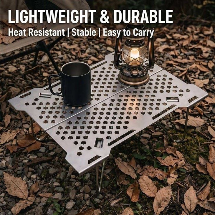 Glamping Style Foldable Lightweight Portable Aluminum Alloy Outdoor Table For Hiking Camping & Motorcycle Touring factory